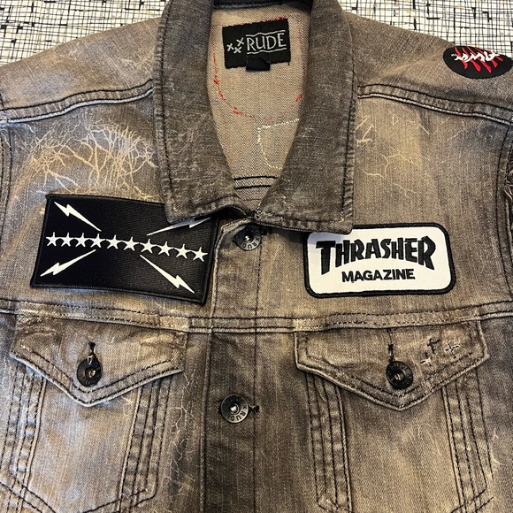 Custom made Upcycled Yelawolf denim vest Vintage Skateboard Patches Size Large - Picture 5 of 8